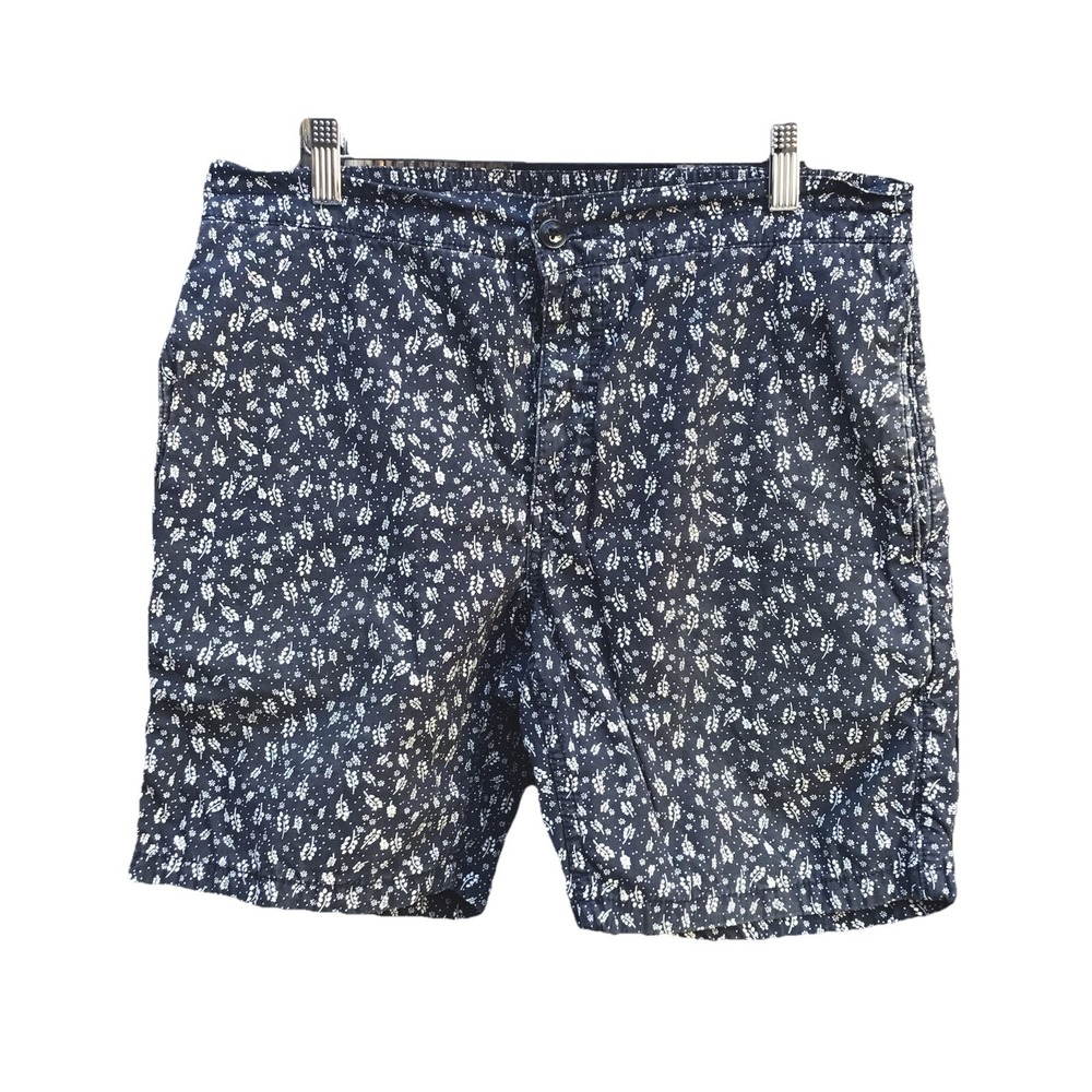 Norse Projects Randoo Floral Shorts Men's Medium Navy Blue White 33x7
